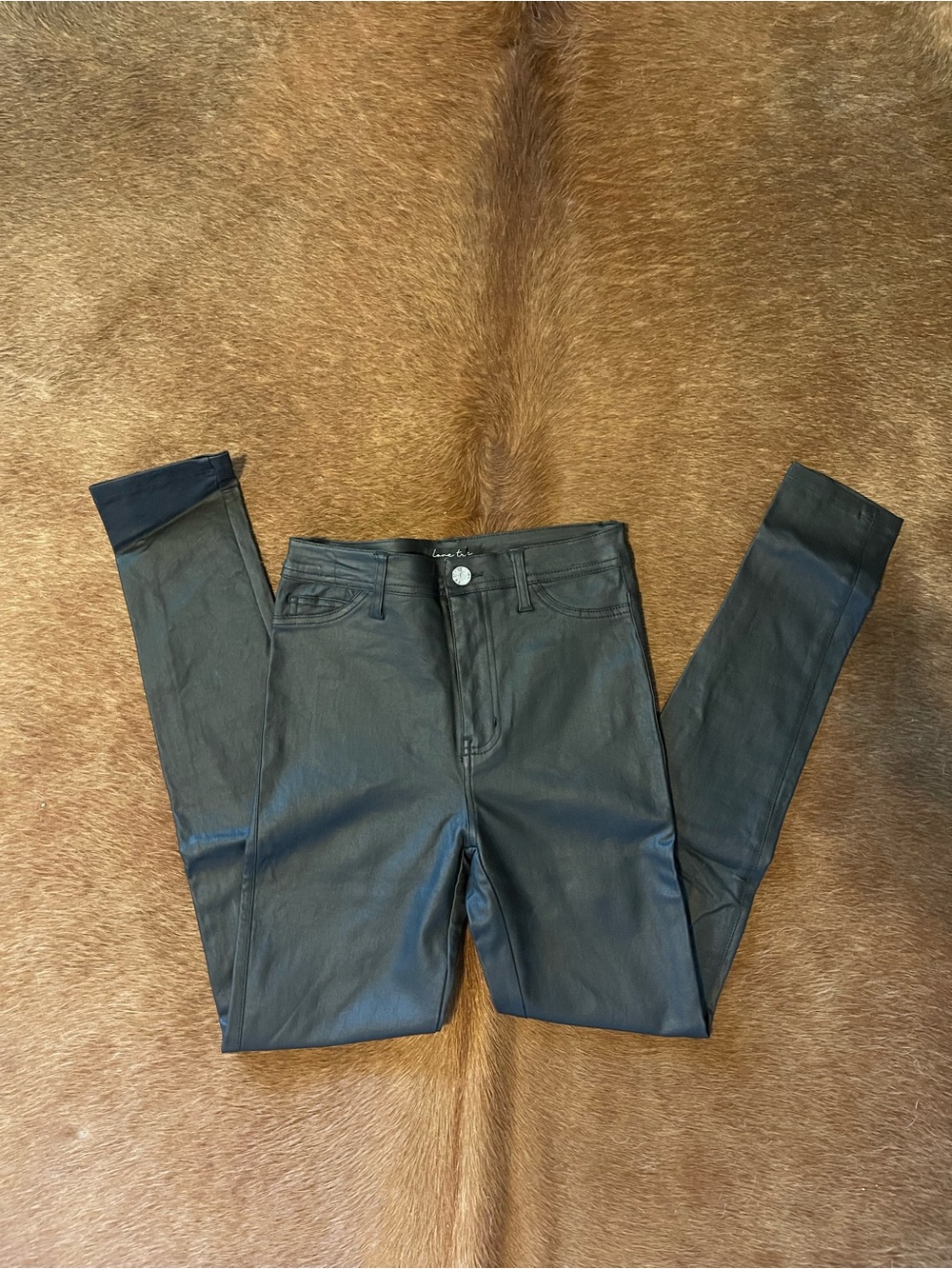 Love Tree Black Faux Leather Skinny Jeans